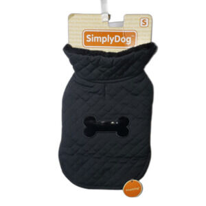 Simply Dog Black Collared Fleece Lined Fall Dog Jacket Coat Size Small NEW